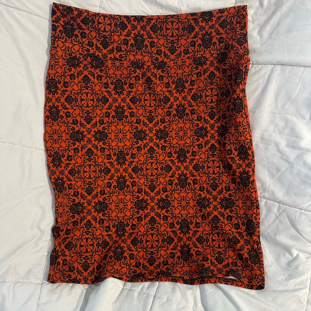 LuLaRoe Vibrant Orange and Black Pencil Skirt